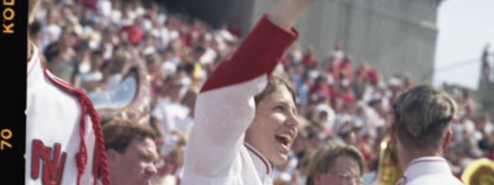Promotional image for Cornhusker Marching Band History.