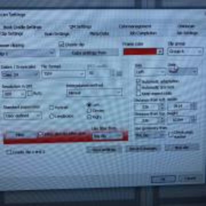 Screen capture showing dialogue box with settings.