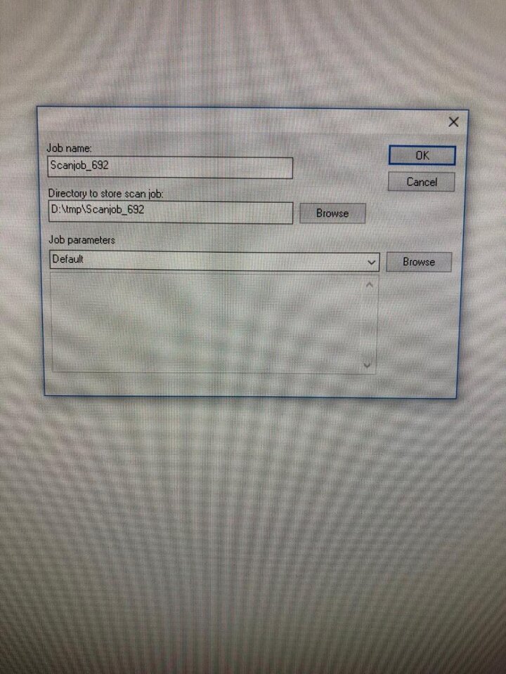 Screen capture of dialogue box with fields to enter Job jame.